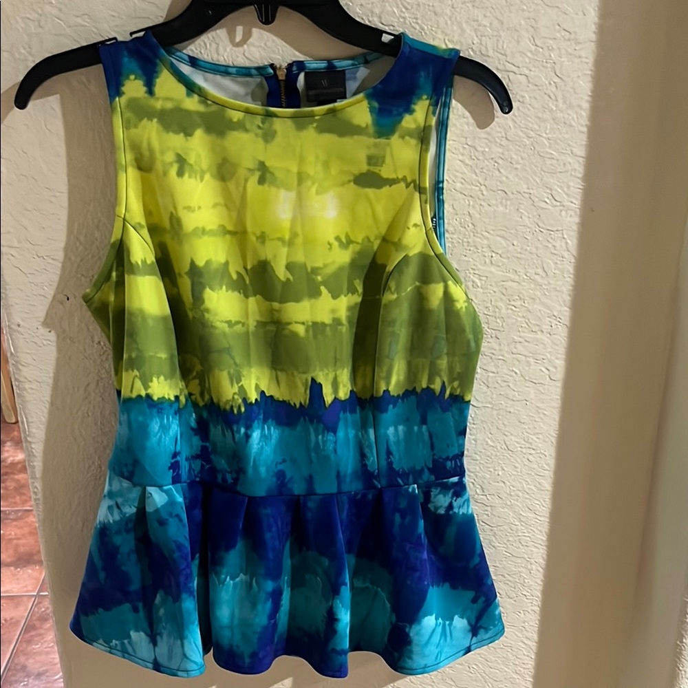 Vibrant Yellow and Blue Sleeveless Top